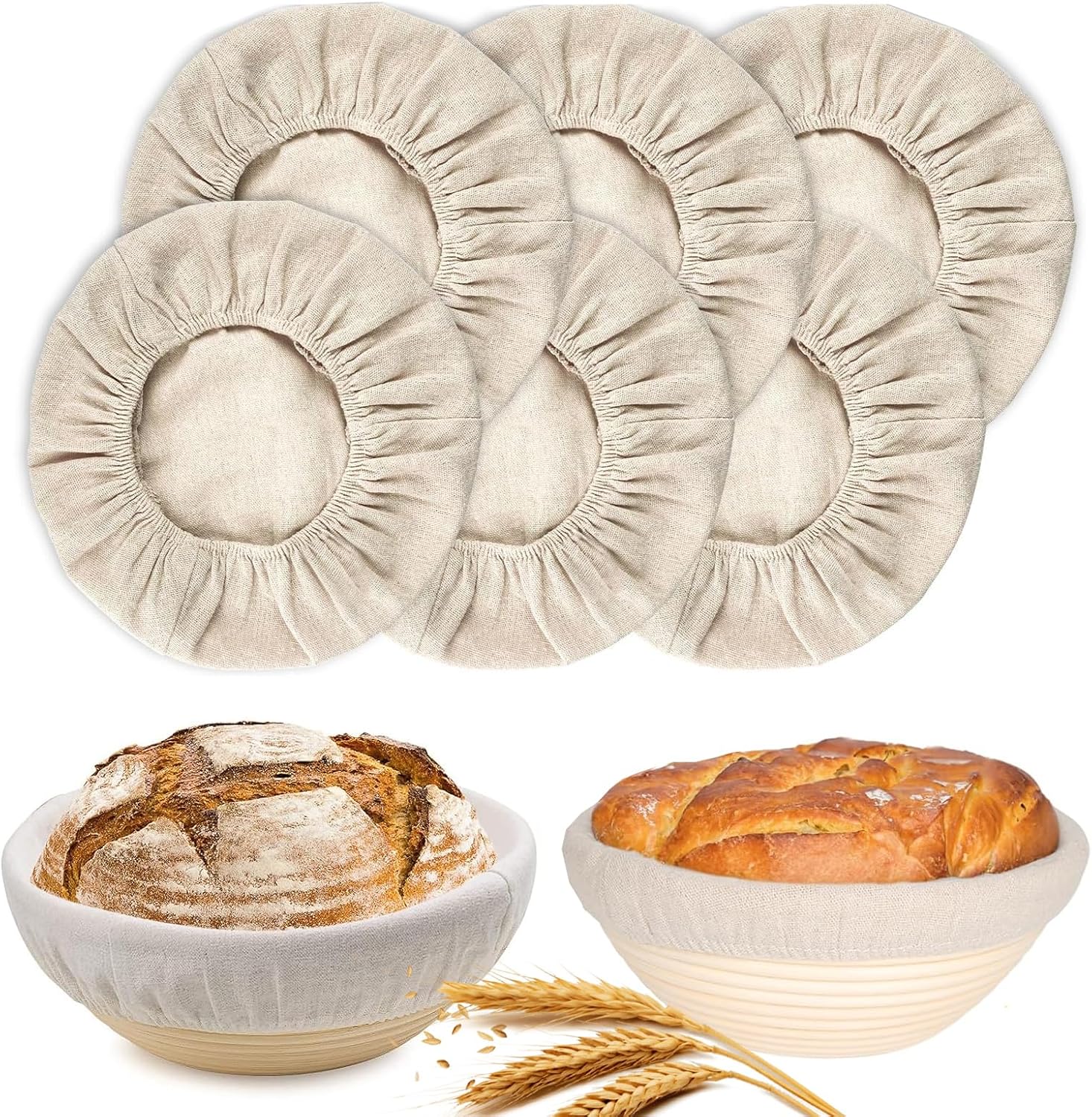 6 Packs Round Banneton Basket Liner for Bread Proofing Cover, 9 inches | banneton liners，Cloth，Sourdough Proofing, Natural Rattan Proofing Cover, For Banneton Basket, Homemade Baking Dough
