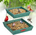 Kingsyard 2 Tier Large Platform Bird Feeder for Outdoors Hanging | Large Recycled Poly Lumber Tray, 5 Lbs Capacity, Garden Decoration Attracts Cardinal Bluebird Goldfinch, Green