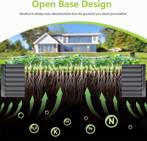 4x2x2FT Galvanized Raised Garden Bed,Galvanized Planter Boxes Outdoor, Large Metal Raised Garden Beds for Vegetables-Grey
