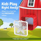 w&o farmhouse barn inflatable fort with lights & shown in use