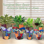 Abstract Face Planter Pots for Plants,Hand-Painted Colorful Flower Pots with Drainage, Indoor Outdoor Garden Decor Gift(Modern,Large)