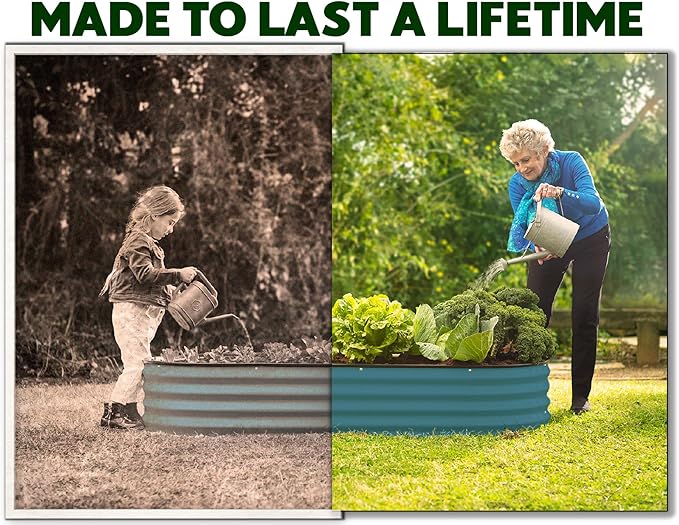 Plant & Plot Galvanized Raised Garden Beds Outdoor // 6×3×1 ft Planter Raised Beds for Gardening, Vegetables, Flowers // Large Metal Garden Box // Patented Tool-Free Design (Turquoise)