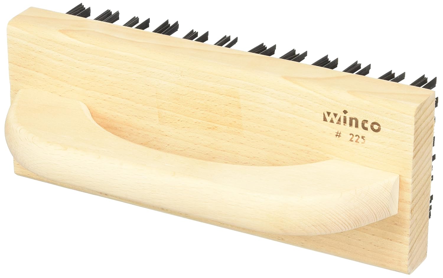 Winco 9 1/4" x 3 3/4" Brown Medium Butcher Block Brush | Great for Glass Washing, Bar Sinks and Restaurant Bars, Durable bristles
