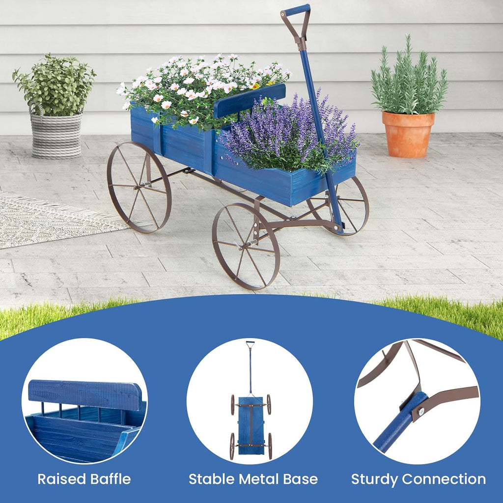 goplus wagon planter, decorative wooden garden planter with, package contents