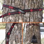 Gold Armour Hammock Straps XL Combined 20 Ft Long, 36 Loops with 2 Carabiners - Must Have Camping Hammock Accessories & Gear to Hang Camping Hammocks (Black with Red Stitching)