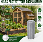 Hardware Cloth 1/2in 24inx50ft Hot Dip Galvanized 19 Gauge Chicken Wire | Fencing Roll Poultry Animal Netting Cage Screen Chicken Coop Accessories Garden Plant Supports