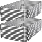2 PCS Tall 8x3x1.5ft Galvanized Raised Garden Bed Outdoor, Metal Garden Bed for Vegetables, Above Ground Garden Box for Flower, Steel Raised Beds for Gardening