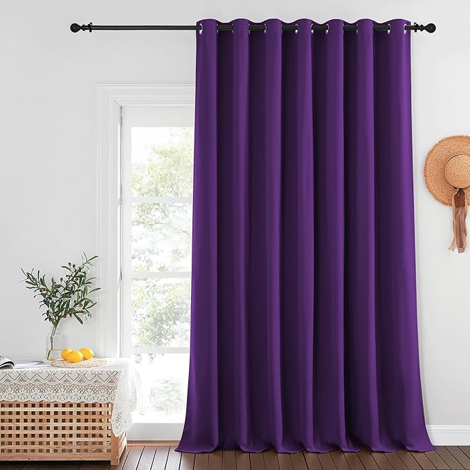 NICETOWN Patio Door Curtain Sound Blocking, Bedroom Privacy Room Divider Curtain, Thermal Insulated Blackout Closet Sliding Door Shade (1 Panel, 100" Wide x 120" Long, Royal Purple)