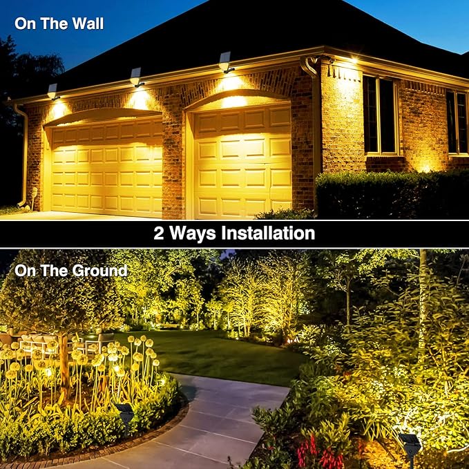 T-SUN Solar Lights Outdoor Waterproof IP65, 12 Pack LED Solar Spot Lights Color Changing IP65 Waterproof Smart Auto On/Off for Outside Landscape Garden Yard Lawn Pathway Patio Driveway