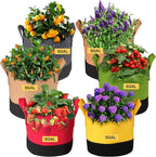 Grow Bags 5 Gallon,6 Pack Fabric Plant Pots with Handles Planter Bag for Outdoor Garden Planting Vegetables Flowers Fruit