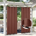 Easy-Going Linen Look Outdoor Curtains Waterproof Windproof Porch Curtains, Soft Thicken Outdoor Privacy Curtains for Patio, Gazebo, Grommet Top and Tab Bottom Drape, 1 Panel, 110x84 inch, Terra Red