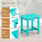 LUE BONA Outdoor Side Table Set of 2, HDPS Small Outdoor Table, Adirondack Side Table, Outside End Table for Patio, Deck, Pool, Weather Resistant/Easy Maintenance, Aruba Blue