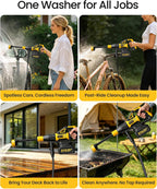 cordless power washer battery powered, portable cordless pressure, front angle view