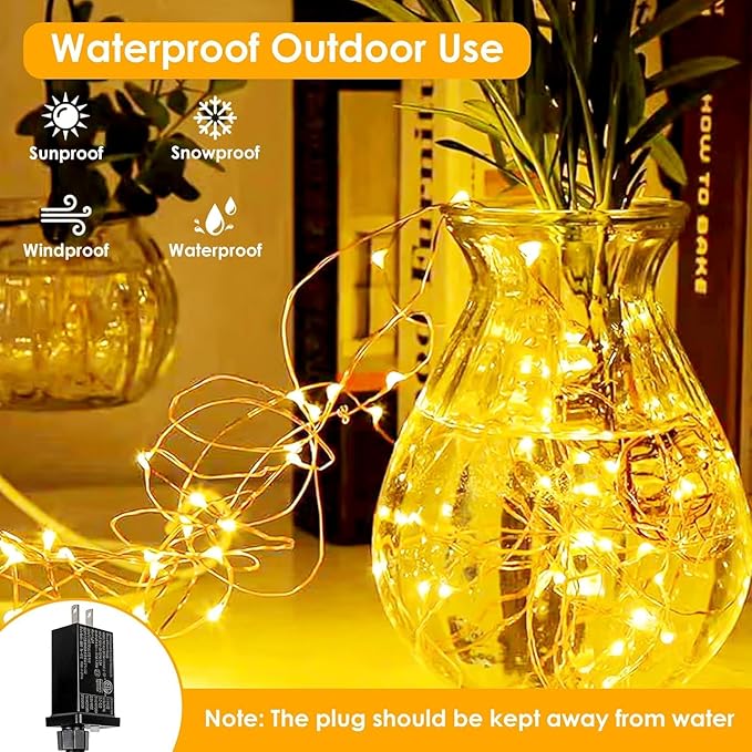 2Pack Each 66Ft 200LED Christmas Fairy Lights Plug in with Remote, Waterproof Twinkle Lights Outdoor Indoor, String Lights 8 Modes with Timer for Girl's Room Garden Christmas Decorations (Warm White)