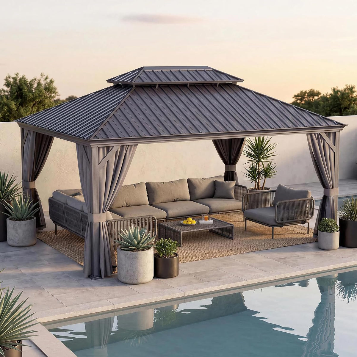 domi 10'x14' gazebo, hardtop gazebo for patio with, main product view