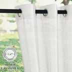 RYB HOME Linen Sheer Outdoor Curtains 84 inch Length 2 Panels Set, Lightweight Waterproof Grommet Top Burlap Linen Panels for Patio, Pergola, Porch, W52 x L84 Inch, 1 Pack with Tieback Ropes