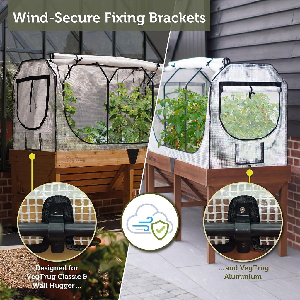 vegtrug medium greenhouse frame & multi cover set, front angle view