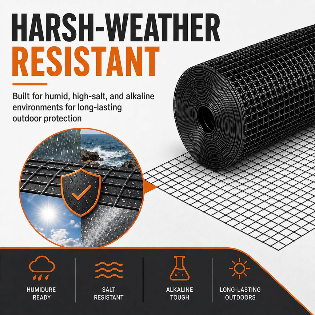 HORCH Black Hardware Cloth 1/2 inch 24 x 100 ft 19 Gauge | Chicken Wire Mesh Roll, Chicken Wire Fencing, Wire Fence Roll, Tree Guard, Rat Wire, Hardware Mesh