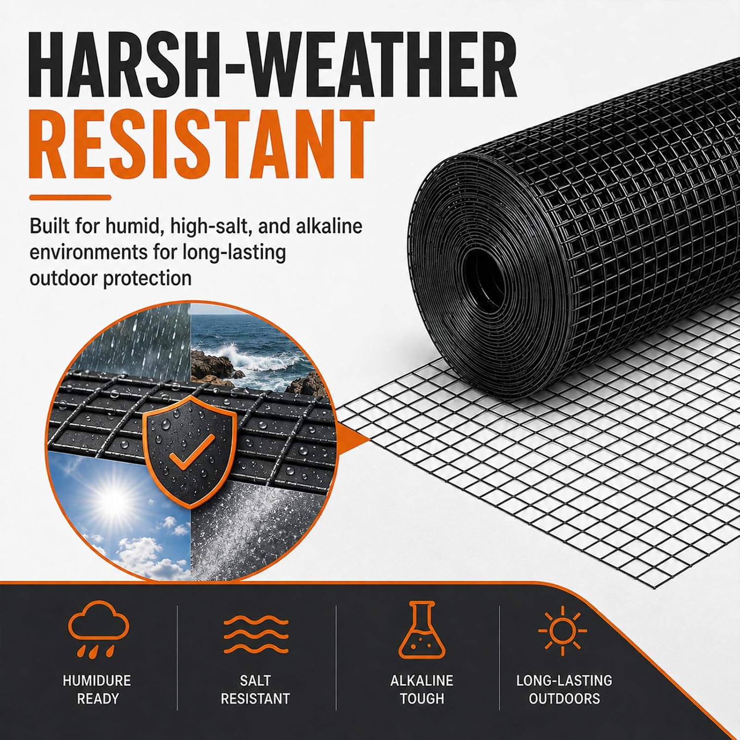 HORCH Black Hardware Cloth 1/2 inch 24 x 100 ft 19 Gauge | Chicken Wire Mesh Roll, Chicken Wire Fencing, Wire Fence Roll, Tree Guard, Rat Wire, Hardware Mesh