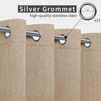 Easy-Going Linen Look Outdoor Curtains Waterproof Windproof Porch Curtains, Soft Thicken Outdoor Privacy Curtains for Patio, Gazebo, Grommet Top and Tab Bottom Drape, 1 Panel, 110x120 inch, Beige