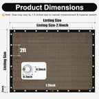 Artpuch 90% Sun Shade Cloth, 12 x 12 FT Pergola Shade Cover Canopy with Grommets, Sun Screen Fabric Tarp for Patio, Outdoor, Garden, Backyard, Mocha
