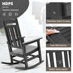 LUE BONA Outdoor Rocking Chairs Set of 2, Weather Resistant HDPS Poly Rocker Chairs, 350lb Heavy Duty, Oversized Porch Rocker for Adult, High Back Smooth Rocking Chairs for Outdoor & Indoor, Gray