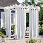 NICETOWN 2 Panels Outdoor Curtains for Patio Waterproof Grommet & Back Tab on Top and Bottom, Windproof Privacy Sound & Light Reducing for Cabana with Fixed Rope, W46 x L72, Greyish White