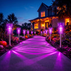 Halloween Solar Lights Outdoor Waterproof Purple Landscape Lights, 8 Pack | Halloween Solar Pathway Lights Purple Led Yard Lights for Walkway,Path with Auto On/Off Lighting Halloween Decor