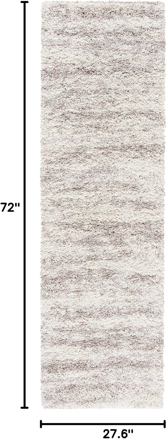 SAFAVIEH Hudson Shag Collection Runner Rug - 2'3" x 6', Ivory & Beige, Modern Design, Non-Shedding & Easy Care, 2-inch Thick Ideal for High Traffic Areas in Living Room, Bedroom (SGH206B)