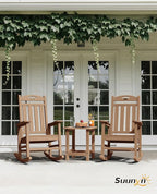 Oversized Rocking Chair Outdoor, High Back Porch Rocker Chair, HDPE All Weather Resistant Rocking Chairs for Patio, 386lbs Weight Capacity, Teak