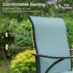 PHI VILLA Outdoor Bar Stools Set of 6, Swivel Patio Bar Stools & Chairs, High Top Bar Seating for Outside, Balcony，Porch and Backyard, Teal