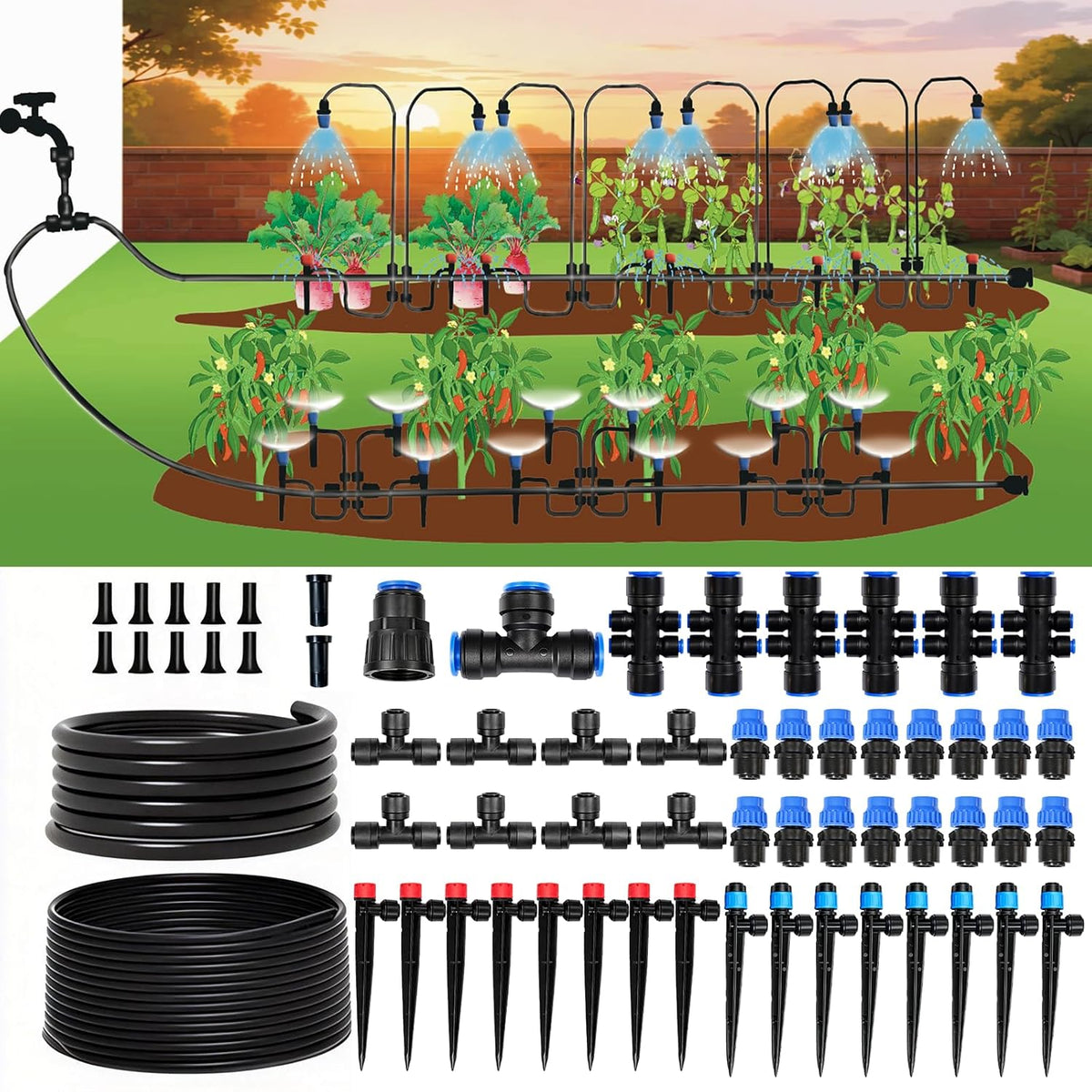 230ft drip irrigation system kit, quick push-to-connect auto, main product view
