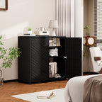 Outdoor/Indoor Storage Box,Resin and Plastic Storage Cabinet Waterproof,Outdoor Cabinet for Patio/Garden/Balcony/Backyard/All Room(with 2 Shelves)-Black
