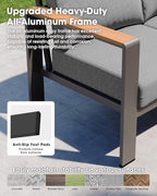 Aluminum Outdoor Patio Furniture Set 8 Seats, Outdoor Sectional Corner Sofa, Patio Conversation Sets with Coffee Table & Washable Thick Cushions, Outdoor Furniture for Backyard, Porch, Gray