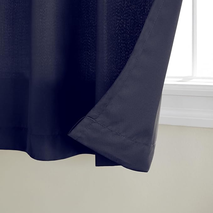 TOWN & COUNTRY BASICS Cabana Solid Heavyweight Indoor Outdoor Curtains, Light Filtering Opacity with Grommet Top, Water Repellent, 2-Pack Set, 54"x84", Dark Navy