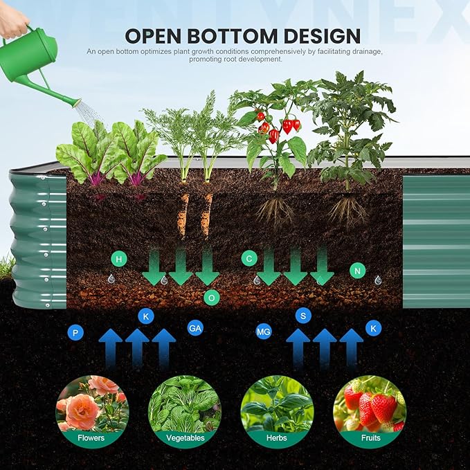 5×3×1.4FT Galvanized Raised Garden Bed Outdoor, Metal Raised Garden Bed Kit, Large Planter Raised Beds, 4 In1 Modular Raised Planter Box Outdoor,Raised Beds for Gardening for Vegetables Flowers Herbs