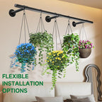 2 pcs Hanging Planters Rod, Plant Hanger Indoor for Window Ceiling, Hanging Plant Shelf for Wall Planter House Plants, Plant Shelves Metal Holder Bar 63 in (Pots, Plants, Chains not Included)