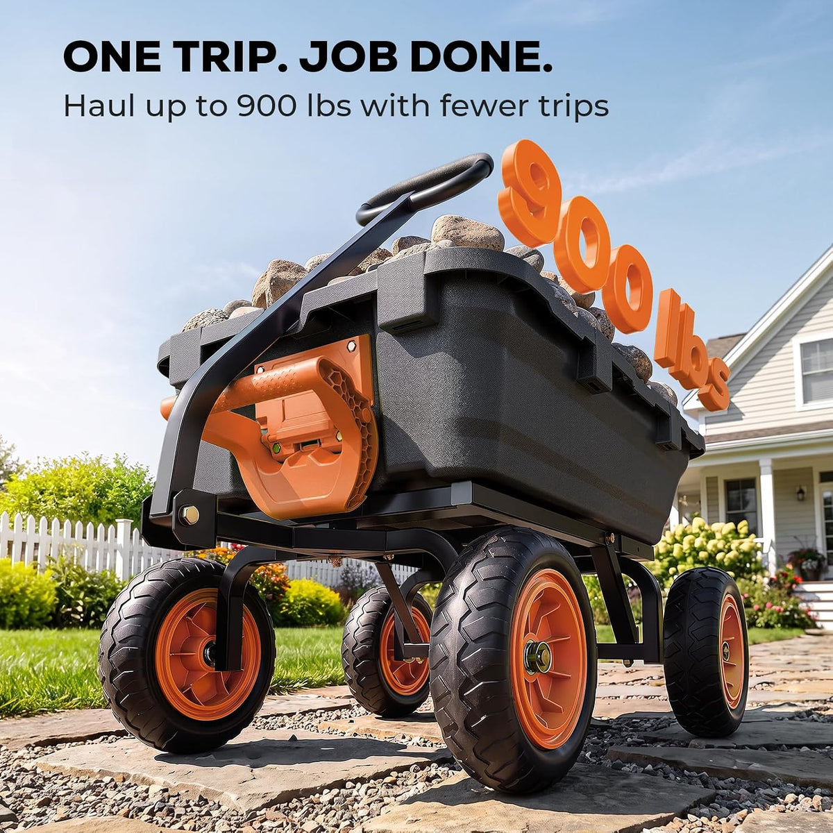 etoolab dump garden cart 900lb capacity with 10-inch, close-up detail