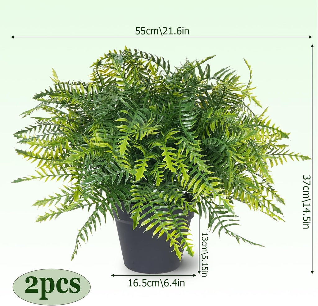 2set artificial fern potted plant for front door shown in use
