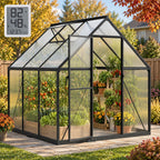 6x6ft greenhouse with thermometers, small greenhouse for outdoors, main product view