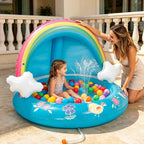 Baby Pool, Rainbow Splash Pool with Canopy, Spray Pool of 40 Inches, Water Sprinkler for Kids, for Ages 1-3