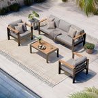 aluminum outdoor patio furniture set with coffee table, main product view