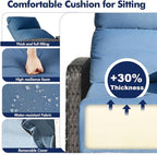 Outdoor Recliner Chair, Wicker Patio Recliners with Adjustable Backrest and Extended Foot Rest, Reclining Patio Chairs with Flip Table & Removable Cushion Cover for Porch