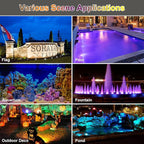 RGB Pond Lights with Timer, LED Underwater Submersible Colorful Landscape Spotlights, 98ft Remote Control IP68 Waterproof Fountain Lights for Fish Aquarium Tank Garden Yard Pool (Set of 4)