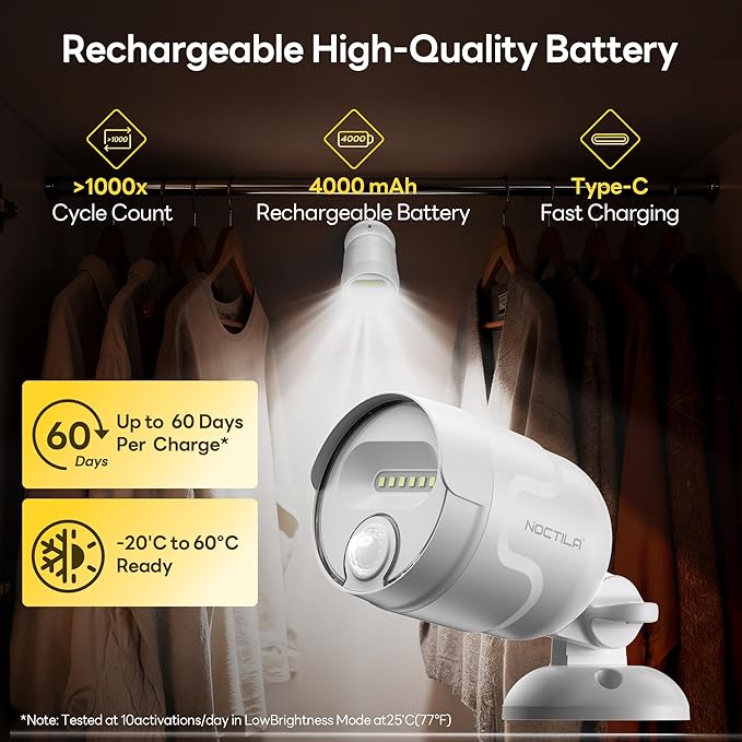 Rechargeable Battery Operated Motion Sensor Light,4000mAh Battery Powered Spotlight 600 Lumen Outdoor IP65 Waterproof for Porch,Yard,Wall,Garden