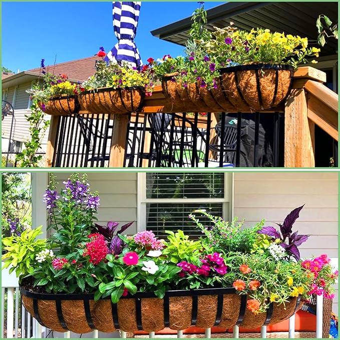 Coco Liners for Planters - 2 Pack 36 Inch Trough Coconut Liners for Planters, Window Box Coco Liners, 100% Natural Coconut Fiber Liners for Wall Hanging Basket, Window Box, Fence Baskets