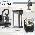 Darkaway Dusk to Dawn Outdoor Lights Fixture Wall Mount,Large 22inch Exterior Wall Light with Seeded Glass Waterproof Black Outside Wall Sconce for House Porch Hallway Garage