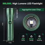 Rechargeable Flashlights High Lumens 990,000L, 3 Modes Super Bright 140° Wider Beam LED Tactical Handheld Flash Light with USB C, Zoomable Beam, IP76 Waterproof