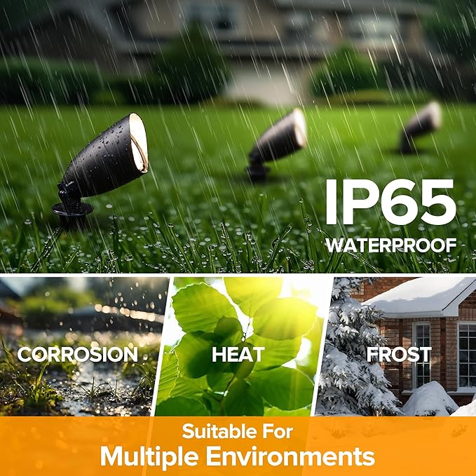 LUTEC 5CCT 12V Low Voltage Landscape Lighting Die-cast Aluminum Spot Lights with Connectors, IP65 Outdoor Landscape Spotlights, 7W 650LM for Tree Garden, 4 Pack (No Transformer Kits)