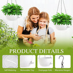 10 Inch Hanging Baskets 2 PC with Chains, Self-Watering Hanging Planters for Indoor Outdoor Plants, Plastic Hanging Flower Pots,Speckled White